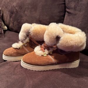 Cozy Brown Suede Fur Winter Boots